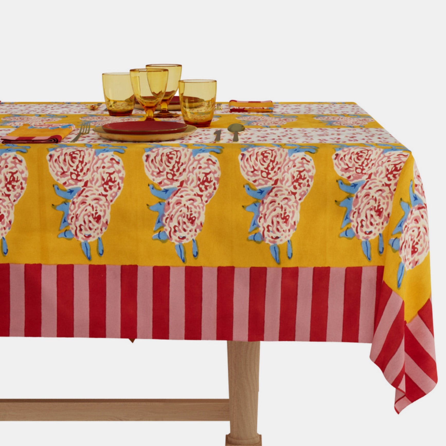 Nappe en coton doré à rayures léopard