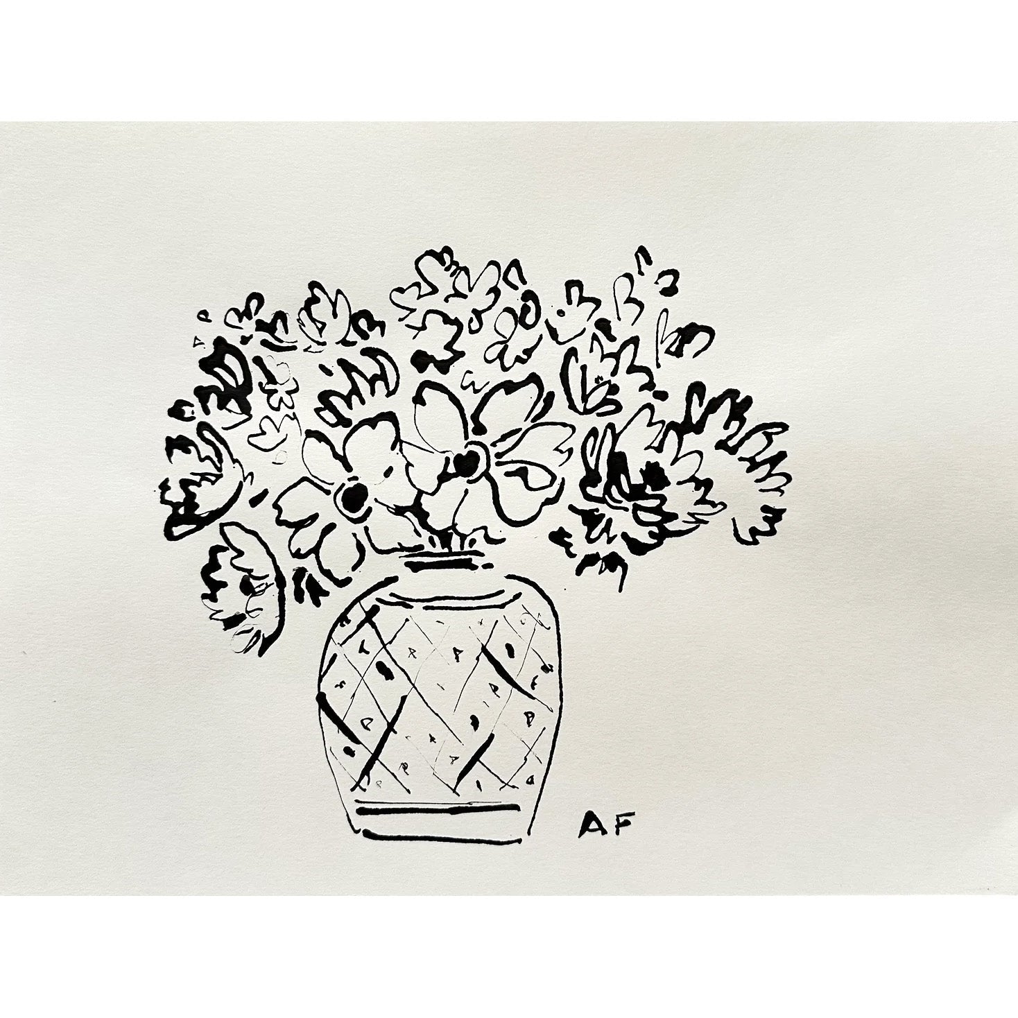 Anémones à l'encre de Chine dans un vase par Aislinn Forbes