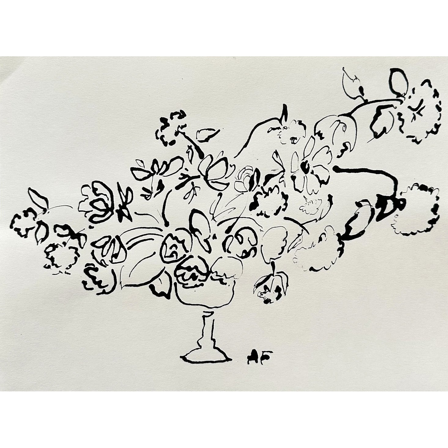 Composition florale à l'encre de Chine par Aislinn Forbes